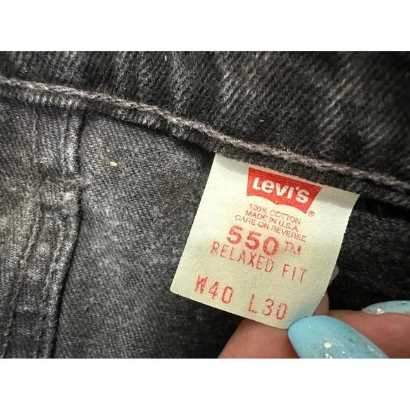Vtg Levis 550 Black Charcoal Relaxed Fit 40 x 30 Made In USA - Picture 8 of 9